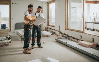 Deux professionnels de la rénovation étudiant des plans